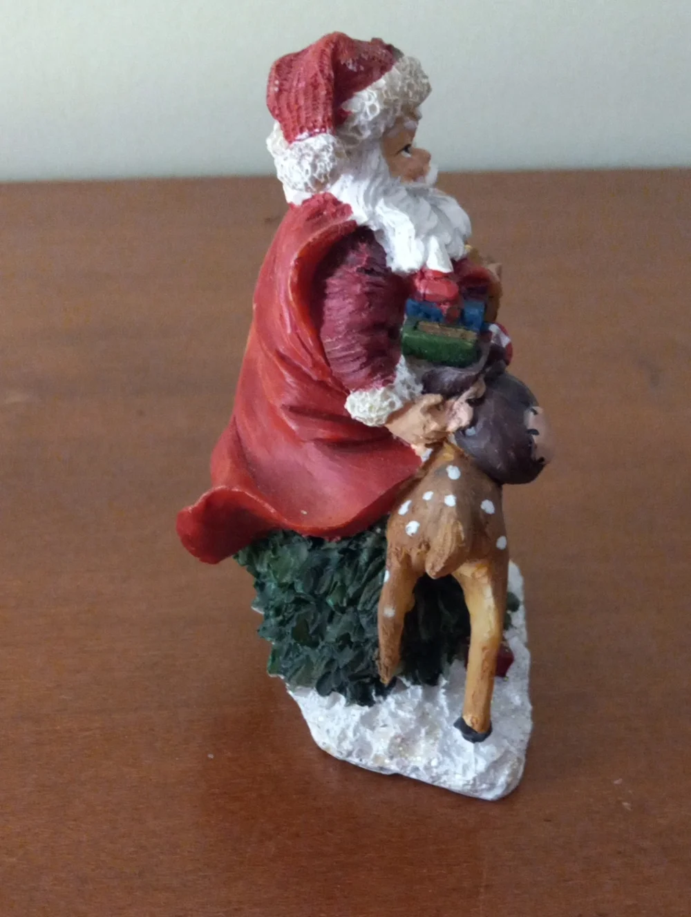 Santa Claus with Reindeer Figurine - Christmas Decor